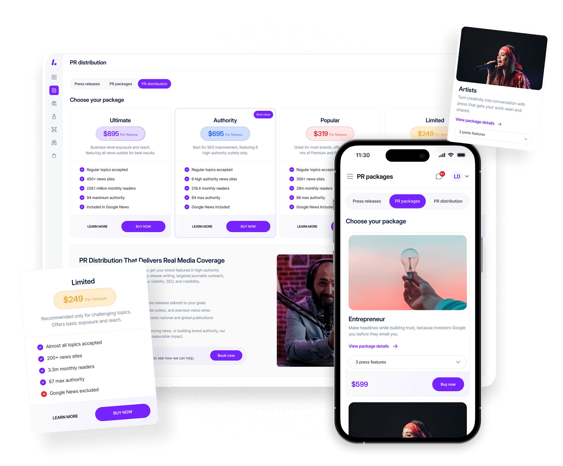 Create an account and purchase our PR distribution packages