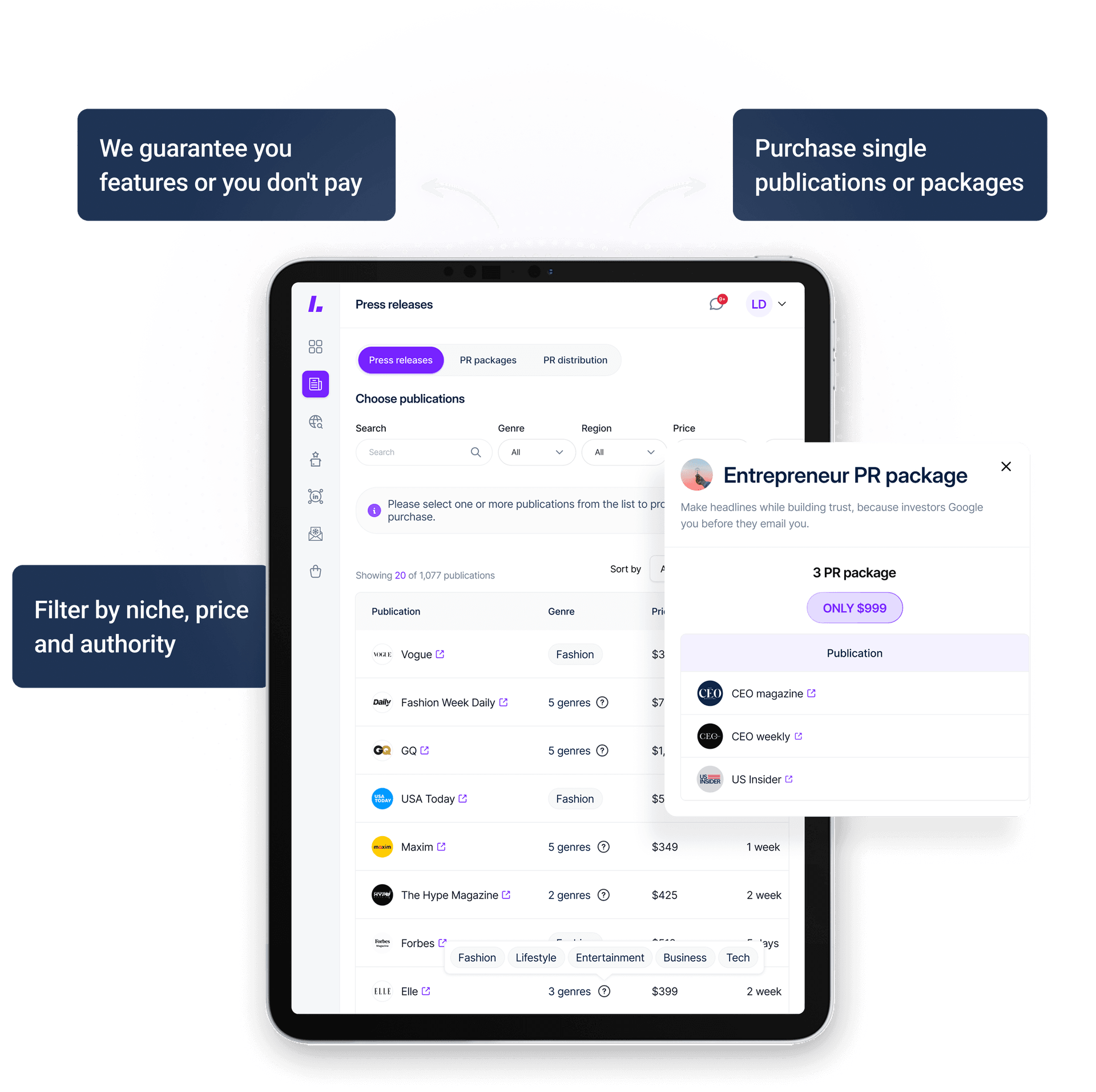 Create an account and get access to over 1000+ PR publications