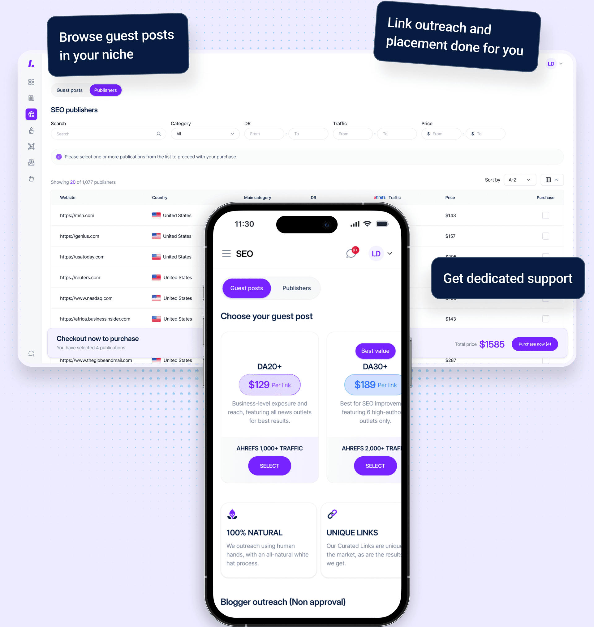 Create an account and get access to over 10k guest post websites
